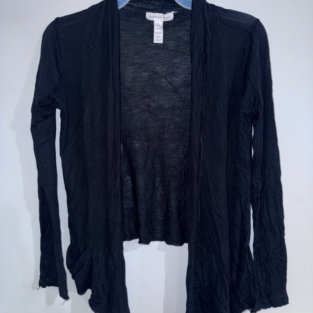Ambiance Black Open-Front Cardigan